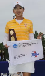 Doris Chen after winning the 2014 NCAA individual title.