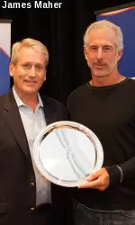 USPTA President Tom McGraw presented Peter Smith with his Coach of the Year award.