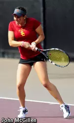 Giuliana Olmos won all three of her singles matches in USC's visit to Waco, Texas.