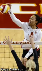 Senior MB Alicia Ogoms is second on the team with 3.10 points per set. She also ranks second in the nation for blocks (1.76 bps).