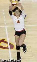 USC freshman setter Baylee Johnson leads the Trojans with 14 double-doubles this season.