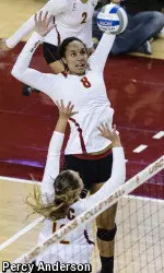 Senior MB Alicia Ogoms had eight kills in a win over Cleveland State.