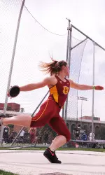 Alexandra Collatz won the women's discus and hammer throw competitions today at the Rossi Relays.