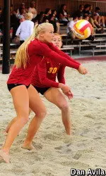 Sara Hughes and Kelly Claes strung together four wins to claim the USC Pairs Tournament title.
