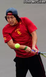 USC's No. 35 Jonny Wang clinched the match for the Trojans with his decisive 6-4, 6-1 win.