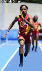 Tynia Gaither won the 100m, 200m and ran on the winning 4x100m relay as the USC women's team won at UCLA last season.