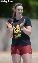 Tera Novy won the discus throw and shot put competitions at the California Collegiate meet in San Diego, Calif.