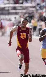 Andre De Grasse set the Loker Stadium 100m dash record with a time of 10.04.