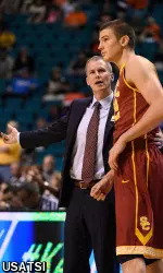 Head coach Andy Enfield and star junior forward Nikola Jovanovic look to take a big step forward in the 2015-16 season. USC will open the season at home hosting San Diego on Nov. 13.
