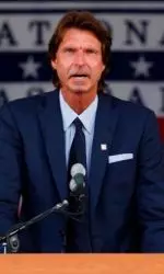 Johnson giving his speech in Cooperstown.