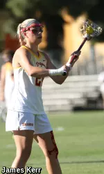 USC sophomore midfielder Lydia Sutton had five ground balls and five caused turnovers in an 18-7 win over Vermont.