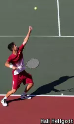 Logan Smith served up the second point of the match for the Trojans in their 4-0 sweep of Arizona.