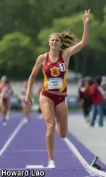 Amalie Iuel en route to winning her second Pac-12 heptathlon title in three seasons.