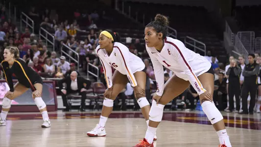 Back row passers Khalia Lanier and Alyse Ford ready