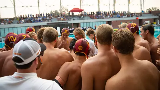 Jovan Vavic fires up the team before a win over UCLA.