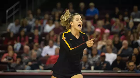 Women's volleyball senior libero Victoria Garrick points