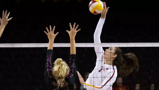 Brooke Botkin goes up to attack against Northern Iowa.