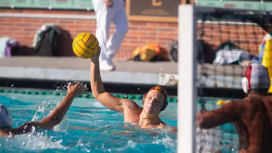 hannes daube looks to shoot in a home game at uytengsu aquatics center