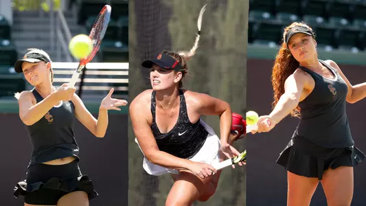 Battle of the Bay Winners: Danielle Willson (left) won the singles tournament and Constance Branstine (middle) and partner Ana Neffa (right) won the doubles.