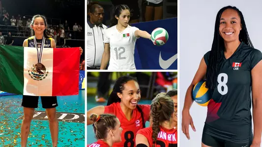Samantha Bricio and Alicia Ogoms blended FIVB graphic.