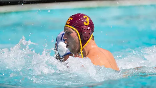 Marko Vavic cheers after a USC goal versus UC Santa Barbara