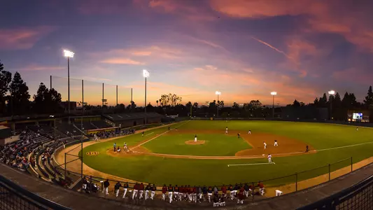 Sunset at Dedeaux Field during a USC Trojans baseball game