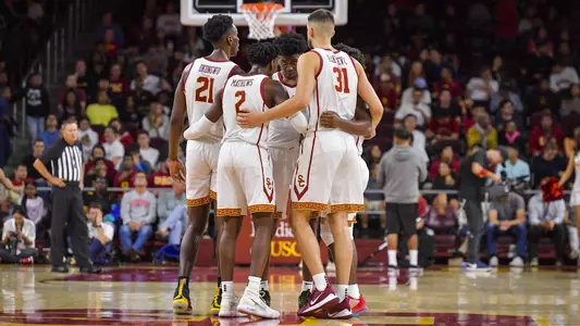 USC vs. Villanova Huddle on Court