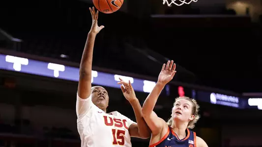 Angel Jackson puts up a jumper in a win at Galen Center