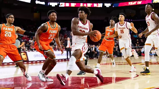 Ethan Anderson drives to basket against FAMU