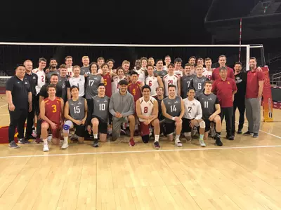 USC and Douglas teams gather after the match