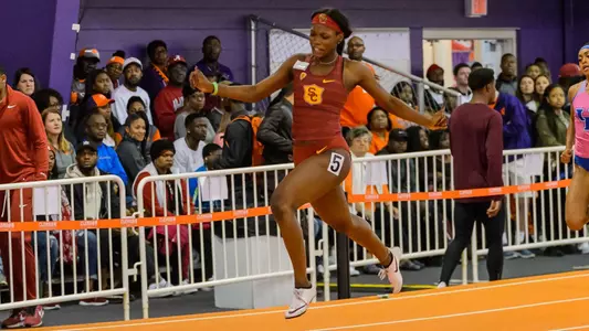 Angie Annelus running indoors