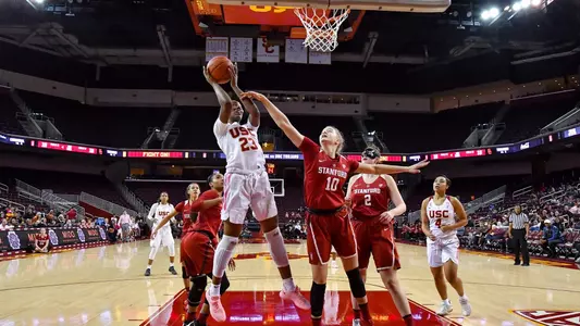Asiah Jones gets up high for a bucket vs. Stanford