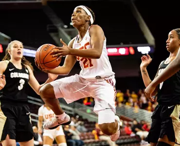 Aliyah Mazyck rises up for two of her 30 points scored vs. Colorado at Galen Center.