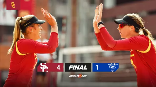 USC beach volleyball final graphic: USC 4, GSU 1