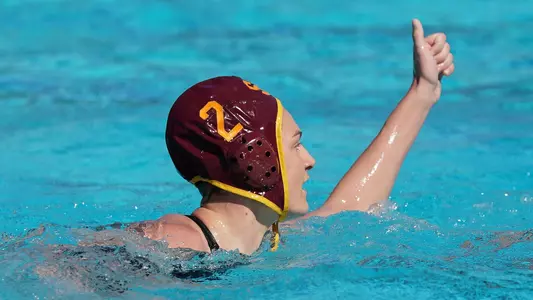 Maud megens gives a thumbs up during a USC win over Stanford in Irvine.