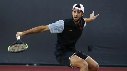 Mor Bulis hit a backhand in a match at Marks Stadium