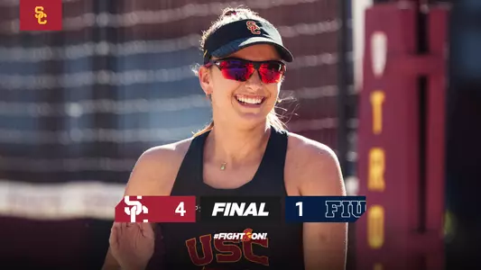 USC beach volleyball final graphic: USC 4, FIU 1