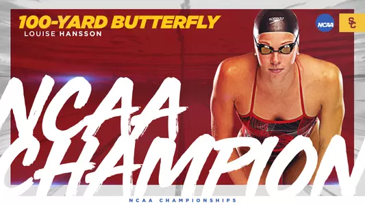Louise Hansson 100 fly NCAA graphic