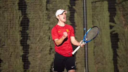 Jake Sands celebrates a win at Marks Stadium