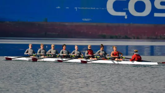 USC Varsity Eight rows in San Pedro, Calif.