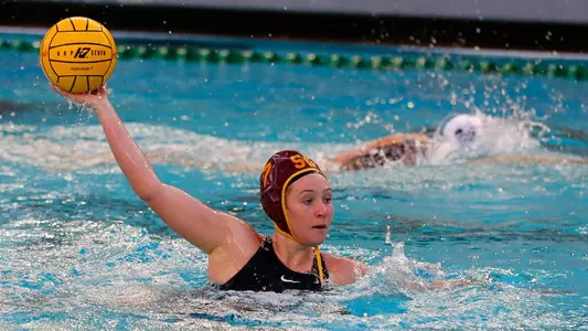 Courtney Fahey takes aim in a game at Uytengsu Aquatics Center