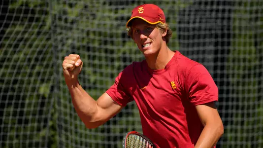 Riley Smith flexes in celebration of a point won at Marks Stadium