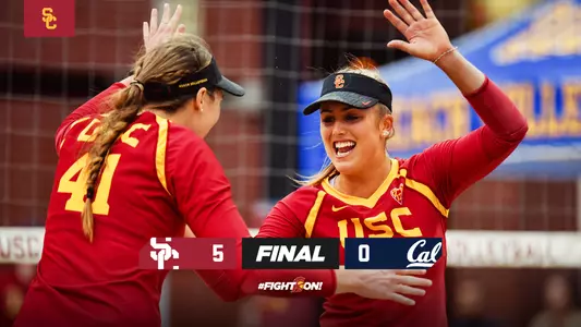 USC beach volleyball final graphic: USC 5, California 0