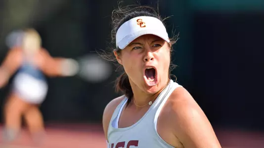 Angela Kulikov screams after winning a point for the Women of Troy.