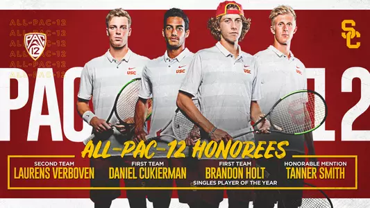 2019 All-Pac-12 Men's Tennis honorees - Verboven, Cukierman, Holt & Tanner Smith