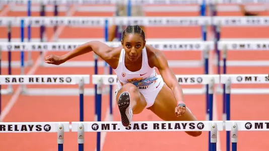 Dior Hall in hurdles at Mt. SAC