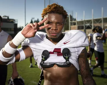 Olijah Griffin poses for the camera after practice.