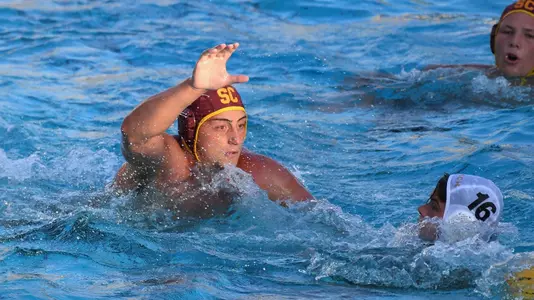 Sam Slobodien defends a Long Beach State player