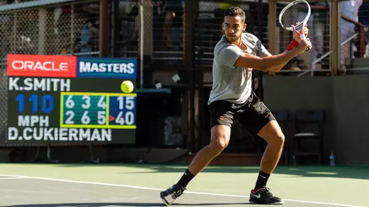 Daniel Cukierman is poised to win match point in the Oracle ITA Masters singles final