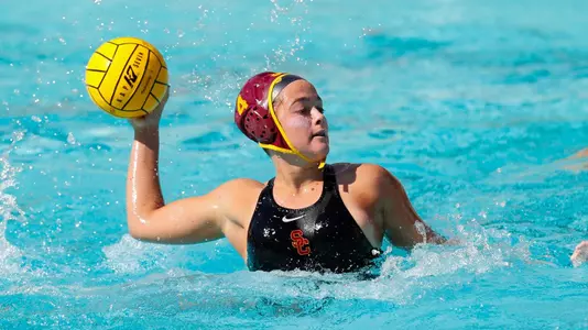 Mireia Guiral takes aim in a game at Uytengsu Aquatics Center